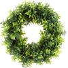 image15Inch Hedyotis Wreath  Round UV Resistant Artificial Summer Fall Winter or Spring Wreath  IndoorOutdoor Wreaths for Front Door by Pure GardenGreen