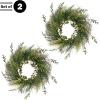 image21in Artificial Fern Front Door Wreath  UV Resistant Greenery with Blossoms on Grapevine Base  IndoorOutdoor Wreaths for Front Door by Pure Garden21 Set of 2