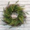 image21in Artificial Fern Front Door Wreath  UV Resistant Greenery with Blossoms on Grapevine Base  IndoorOutdoor Wreaths for Front Door by Pure Garden21Inch