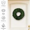 imageBoxwood Wreath  165Inch Round UV Resistant Artificial Spring Summer Fall or Winter Wreath  OutdoorIndoor Wreaths for Front Door by Pure GardenGreen