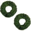 imageBoxwood Wreath  165Inch Round UV Resistant Artificial Spring Summer Fall or Winter Wreath  OutdoorIndoor Wreaths for Front Door by Pure GardenGreen