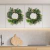 imageEucalyptus Wreath  20Inch Artificial Spring Summer or Fall Wreath for Home Decor  Wreaths for Indoors or Covered Patio Use Only by Pure GardenGreen  White  Set of 2