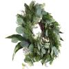 imageEucalyptus Wreath  20Inch Artificial Spring Summer or Fall Wreath for Home Decor  Wreaths for Indoors or Covered Patio Use Only by Pure GardenGreen  White  Set of 2