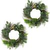 imageEucalyptus Wreath  20Inch Artificial Spring Summer or Fall Wreath for Home Decor  Wreaths for Indoors or Covered Patio Use Only by Pure GardenGreen  White  Set of 2