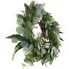 imageEucalyptus Wreath  20Inch Artificial Spring Summer or Fall Wreath for Home Decor  Wreaths for Indoors or Covered Patio Use Only by Pure GardenGreen  White  Single