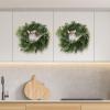 imageEucalyptus Wreath  20Inch Artificial Spring Summer or Fall Wreath for Home Decor  Wreaths for Indoors or Covered Patio Use Only by Pure GardenGreen  White  Set of 2