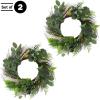 imageEucalyptus Wreath  20Inch Artificial Spring Summer or Fall Wreath for Home Decor  Wreaths for Indoors or Covered Patio Use Only by Pure GardenGreen  White  Set of 2