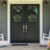 imageEucalyptus Wreath  20Inch Artificial Spring Summer or Fall Wreath for Home Decor  Wreaths for Indoors or Covered Patio Use Only by Pure GardenGreen  White  Set of 2