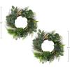 imageEucalyptus Wreath  20Inch Artificial Spring Summer or Fall Wreath for Home Decor  Wreaths for Indoors or Covered Patio Use Only by Pure GardenGreen  White  Set of 2