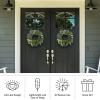 imageEucalyptus Wreath  20Inch Artificial Spring Summer or Fall Wreath for Home Decor  Wreaths for Indoors or Covered Patio Use Only by Pure GardenGreen  White  Set of 2