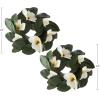 imageMagnolia Wreath  24Inch Artificial Spring Wreath for Home Decor  Wreaths for Indoors or Covered Patio Use Only by Pure GardenSet of 2