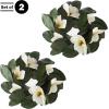 imageMagnolia Wreath  24Inch Artificial Spring Wreath for Home Decor  Wreaths for Indoors or Covered Patio Use Only by Pure GardenSet of 2