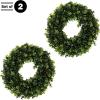 imagePure Garden 12Inch Boxwood Wreath  Round UV Resistant Artificial Spring Summer Fall or Winter Wreath  IndoorOutdoor Wreaths for Front DoorSet of 2