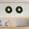 imagePure Garden 12Inch Boxwood Wreath  Round UV Resistant Artificial Spring Summer Fall or Winter Wreath  IndoorOutdoor Wreaths for Front DoorSingle Wreath