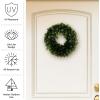 imagePure Garden 12Inch Boxwood Wreath  Round UV Resistant Artificial Spring Summer Fall or Winter Wreath  IndoorOutdoor Wreaths for Front DoorSingle Wreath