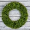 imagePure Garden 195Inch Boxwood Wreath  Round UV Resistant Artificial Spring Summer Fall or Winter Wreath  IndoorOutdoor Wreaths for Front DoorGreen
