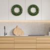 imagePure Garden 195Inch Boxwood Wreath  Round UV Resistant Artificial Spring Summer Fall or Winter Wreath  IndoorOutdoor Wreaths for Front DoorGreen