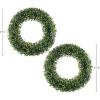 imagePure Garden 195Inch Boxwood Wreath  Round UV Resistant Artificial Spring Summer Fall or Winter Wreath  IndoorOutdoor Wreaths for Front DoorGreen