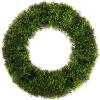 imagePure Garden 195Inch Boxwood Wreath  Round UV Resistant Artificial Spring Summer Fall or Winter Wreath  IndoorOutdoor Wreaths for Front DoorGreen