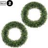 imagePure Garden 195Inch Boxwood Wreath  Round UV Resistant Artificial Spring Summer Fall or Winter Wreath  IndoorOutdoor Wreaths for Front DoorGreen