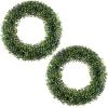 imagePure Garden 195Inch Boxwood Wreath  Round UV Resistant Artificial Spring Summer Fall or Winter Wreath  IndoorOutdoor Wreaths for Front DoorGreen