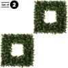imagePure Garden Boxwood Wreath  165Inch Square UV Resistant Artificial Spring Summer Fall or Winter Wreath  OutdoorIndoor Wreaths for Front DoorSet of 2