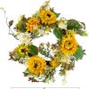 imageSunflower Wreath  22Inch Artificial Spring Summer or Fall Wreath for Home Decor  Wreaths for Indoors or Covered Patio Use Only by Pure GardenYellow  Single