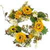 imageSunflower Wreath  22Inch Artificial Spring Summer or Fall Wreath for Home Decor  Wreaths for Indoors or Covered Patio Use Only by Pure GardenYellow  Single