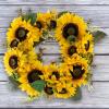 imageSunflower Wreath  22Inch Artificial Spring Summer or Fall Wreath for Home Decor  Wreaths for Indoors or Covered Patio Use Only by Pure GardenYellow  Set of 2