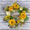 imageSunflower Wreath  22Inch Artificial Spring Summer or Fall Wreath for Home Decor  Wreaths for Indoors or Covered Patio Use Only by Pure GardenYellow  Set of 2