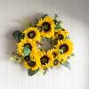 imageSunflower Wreath  22Inch Artificial Spring Summer or Fall Wreath for Home Decor  Wreaths for Indoors or Covered Patio Use Only by Pure GardenYellow  Single