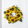 imageSunflower Wreath  22Inch Artificial Spring Summer or Fall Wreath for Home Decor  Wreaths for Indoors or Covered Patio Use Only by Pure GardenYellow  Single