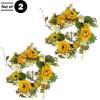 imageSunflower Wreath  22Inch Artificial Spring Summer or Fall Wreath for Home Decor  Wreaths for Indoors or Covered Patio Use Only by Pure GardenYellow  Set of 2