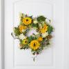 imageSunflower Wreath  22Inch Artificial Spring Summer or Fall Wreath for Home Decor  Wreaths for Indoors or Covered Patio Use Only by Pure GardenYellow  Single