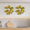 imageSunflower Wreath  22Inch Artificial Spring Summer or Fall Wreath for Home Decor  Wreaths for Indoors or Covered Patio Use Only by Pure GardenYellow  Set of 2