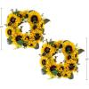 imageSunflower Wreath  22Inch Artificial Spring Summer or Fall Wreath for Home Decor  Wreaths for Indoors or Covered Patio Use Only by Pure GardenYellow  Set of 2