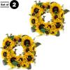 imageSunflower Wreath  22Inch Artificial Spring Summer or Fall Wreath for Home Decor  Wreaths for Indoors or Covered Patio Use Only by Pure GardenYellow  Set of 2