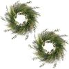 image21in Artificial Fern Front Door Wreath  UV Resistant Greenery with Blossoms on Grapevine Base  IndoorOutdoor Wreaths for Front Door by Pure Garden21 Set of 2