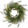image21in Artificial Fern Front Door Wreath  UV Resistant Greenery with Blossoms on Grapevine Base  IndoorOutdoor Wreaths for Front Door by Pure Garden21Inch