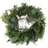 imageEucalyptus Wreath  20Inch Artificial Spring Summer or Fall Wreath for Home Decor  Wreaths for Indoors or Covered Patio Use Only by Pure GardenGreen  White  Single