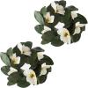 imageMagnolia Wreath  24Inch Artificial Spring Wreath for Home Decor  Wreaths for Indoors or Covered Patio Use Only by Pure GardenSet of 2