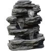 imageOutdoor Fountain with Polyresin Stone Waterfall  Water Feature with Realistic Appearance and Soothing Sound  Patio Lawn or Yard Art by Pure GardenCascading Stone