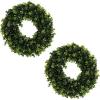 imagePure Garden 12Inch Boxwood Wreath  Round UV Resistant Artificial Spring Summer Fall or Winter Wreath  IndoorOutdoor Wreaths for Front DoorSet of 2