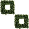 imagePure Garden Boxwood Wreath  165Inch Square UV Resistant Artificial Spring Summer Fall or Winter Wreath  OutdoorIndoor Wreaths for Front DoorSet of 2