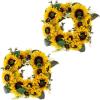 imageSunflower Wreath  22Inch Artificial Spring Summer or Fall Wreath for Home Decor  Wreaths for Indoors or Covered Patio Use Only by Pure GardenYellow  Set of 2