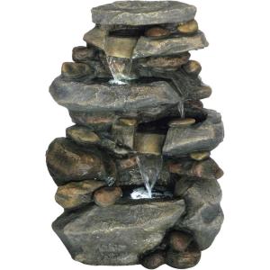 imageOutdoor Fountain with Polyresin Stone Waterfall  Water Feature with Realistic Appearance and Soothing Sound  Patio Lawn or Yard Art by Pure GardenCascading Stone with LED