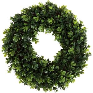 imagePure Garden 12Inch Boxwood Wreath  Round UV Resistant Artificial Spring Summer Fall or Winter Wreath  IndoorOutdoor Wreaths for Front DoorSingle Wreath