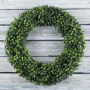 imagePure Garden 195Inch Boxwood Wreath  Round UV Resistant Artificial Spring Summer Fall or Winter Wreath  IndoorOutdoor Wreaths for Front DoorGreen