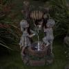 imageBoy and Girl Outdoor Water Fountain  Cascading Waterfall with Soothing Sounds and 4 LED Lights for Garden or Patio by Pure Garden Antique BronzeBoy and Girl Well
