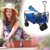 imageCollapsible Wagon with Telescoping Handle  HeavyDuty Folding Utility Cart with Wheels for Camping Garden Beach and Shopping by Pure Garden Blue1 Front Wheel